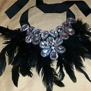 Rhinestone Feather Necklace
